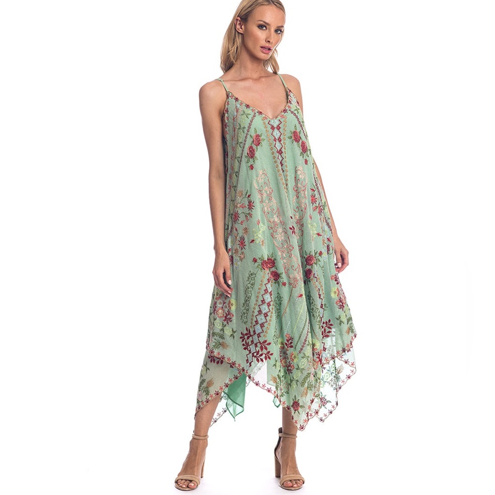 Floral Patterned Dress with V-Neck